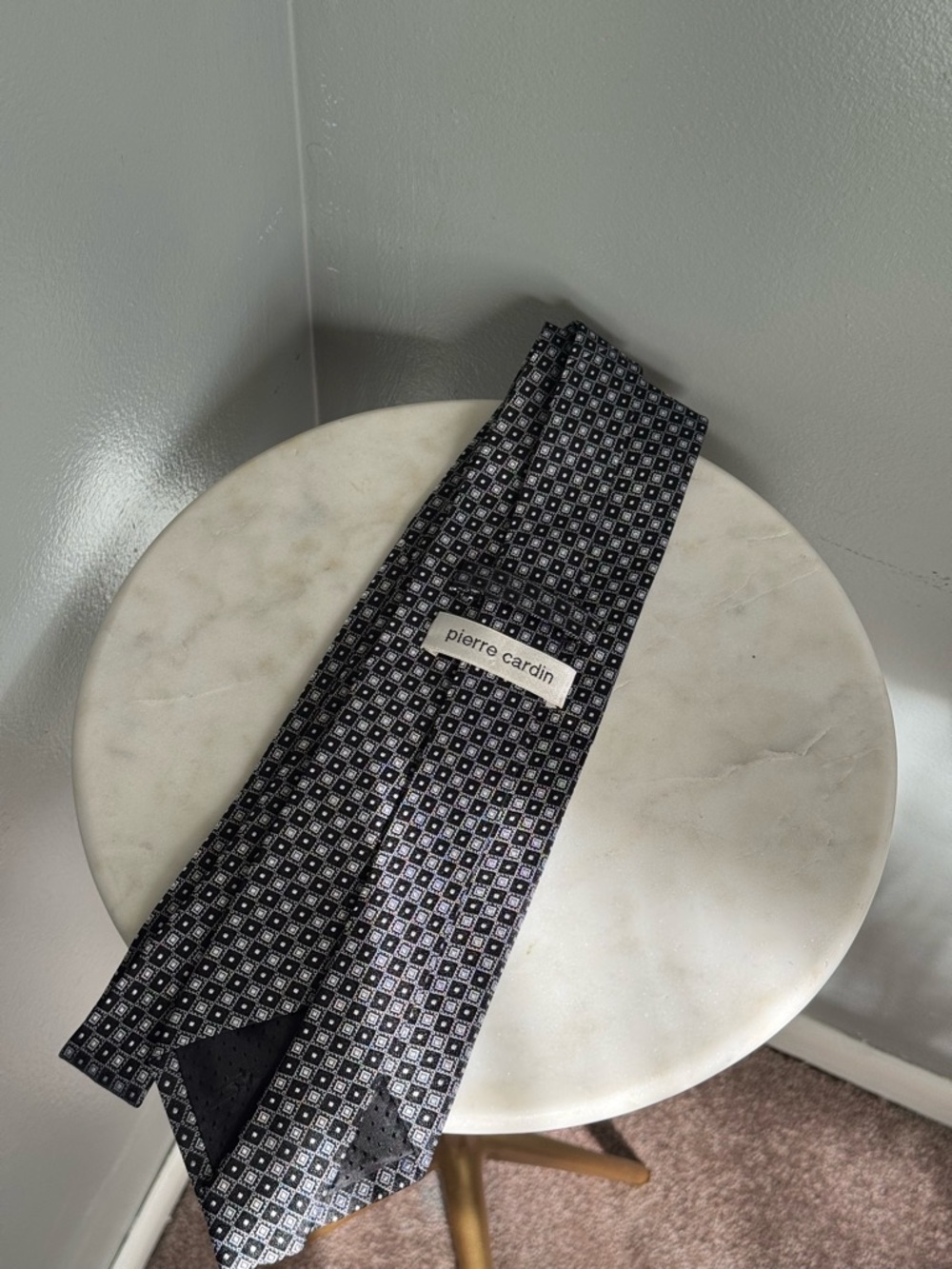 Pierre Cardin Black and White Geometric Tie